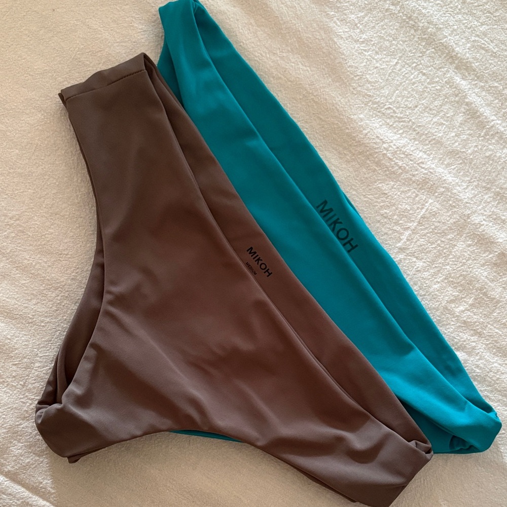 Mikoh Teal and Brown Bikini Bottoms